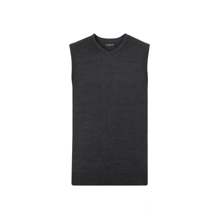 Sweat RUSSELL sans manches col V en coton acrylique, disponible à personnaliser avec logo d'entreprise