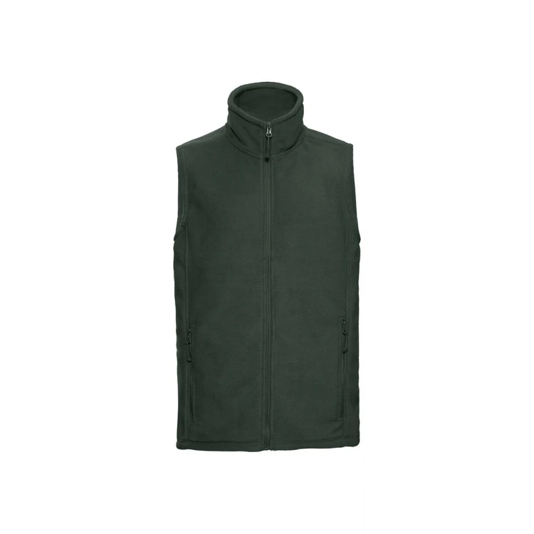 Chaleco forro polar RUSSELL con cuello alto, bolsillos laterales con zip y panel lateral para personalizar con logo