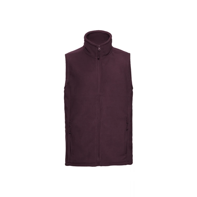 Chaleco forro polar RUSSELL con cuello alto, bolsillos laterales con zip y panel lateral para personalizar con logo