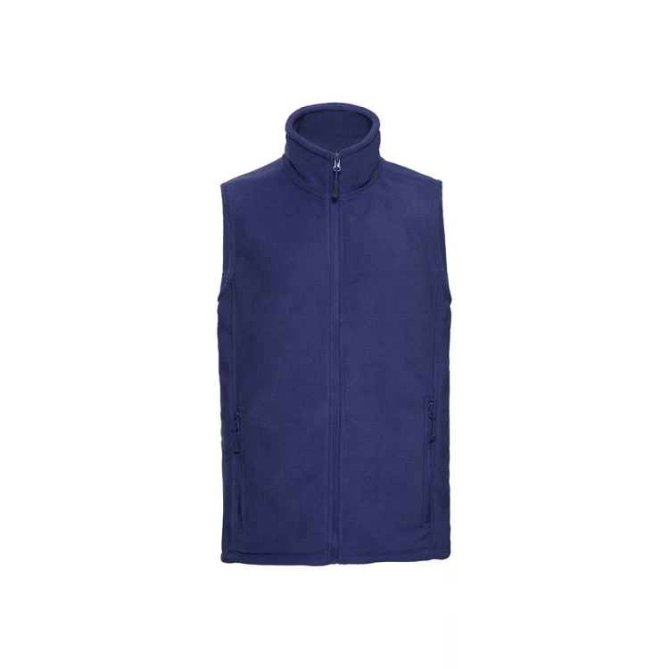 Chaleco forro polar RUSSELL con cuello alto, bolsillos laterales con zip y panel lateral para personalizar con logo