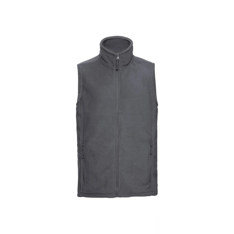 Chaleco forro polar RUSSELL con cuello alto, bolsillos laterales con zip y panel lateral para personalizar con logo