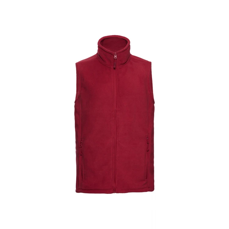 Chaleco forro polar RUSSELL con cuello alto, bolsillos laterales con zip y panel lateral para personalizar con logo