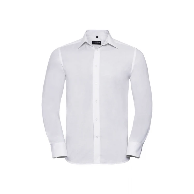 Camisa Oxford hombre RUSSELL cuello rígido en algodón-poliéster, disponible para personalizar con bordado o estampado