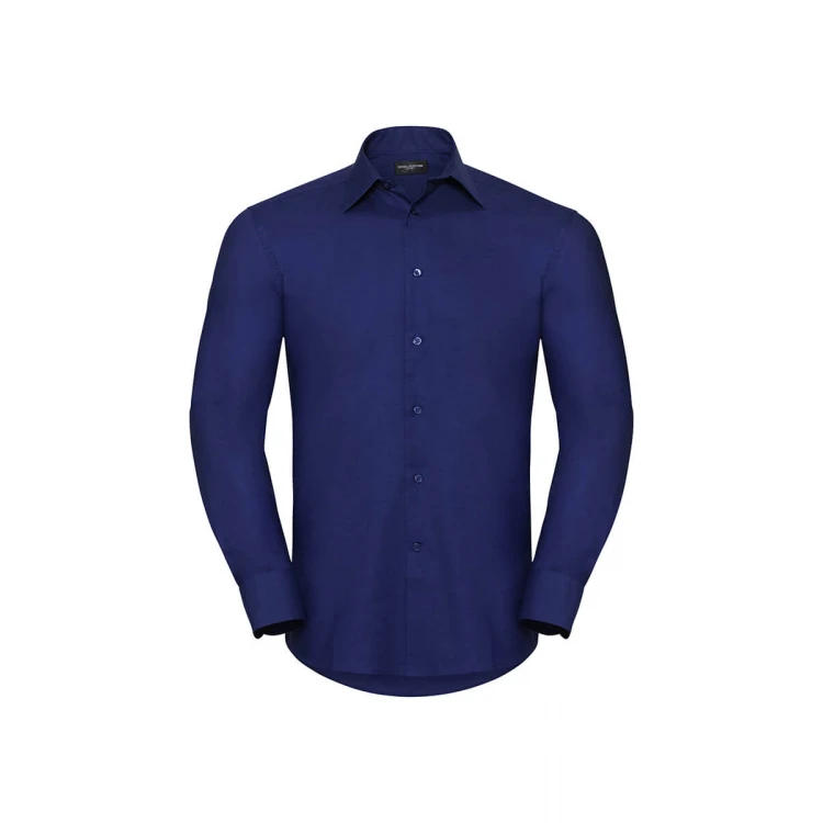 Camisa Oxford hombre RUSSELL cuello rígido en algodón-poliéster, disponible para personalizar con bordado o estampado
