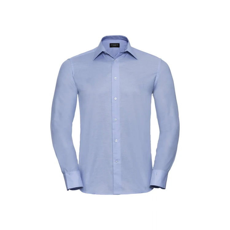 Camisa Oxford hombre RUSSELL cuello rígido en algodón-poliéster, disponible para personalizar con bordado o estampado