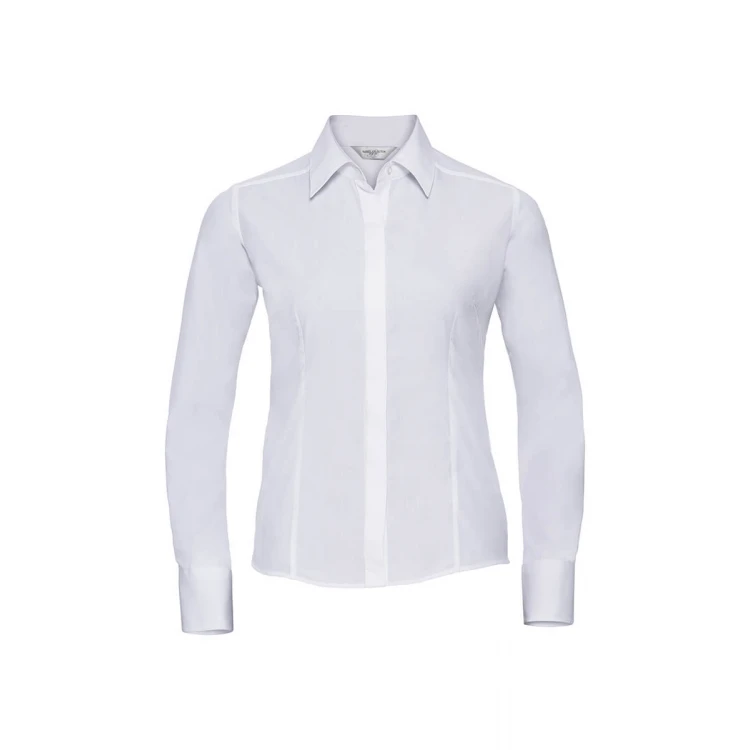 Camisa mujer RUSSELL Popeline LS de manga larga con cuello clásico, disponible para personalizar con logo de empresa