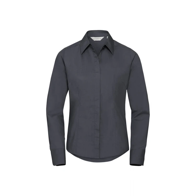 Camisa mujer RUSSELL Popeline LS de manga larga con cuello clásico, disponible para personalizar con logo de empresa