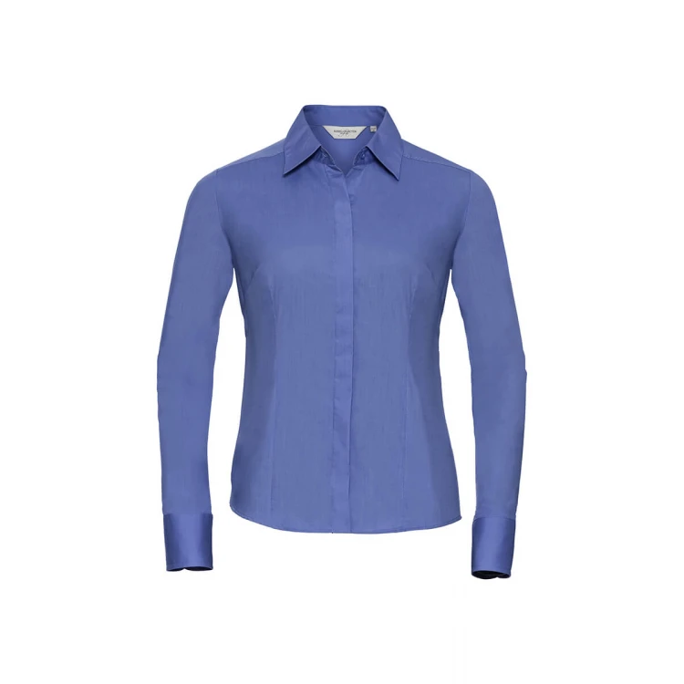 Camisa mujer RUSSELL Popeline LS de manga larga con cuello clásico, disponible para personalizar con logo de empresa