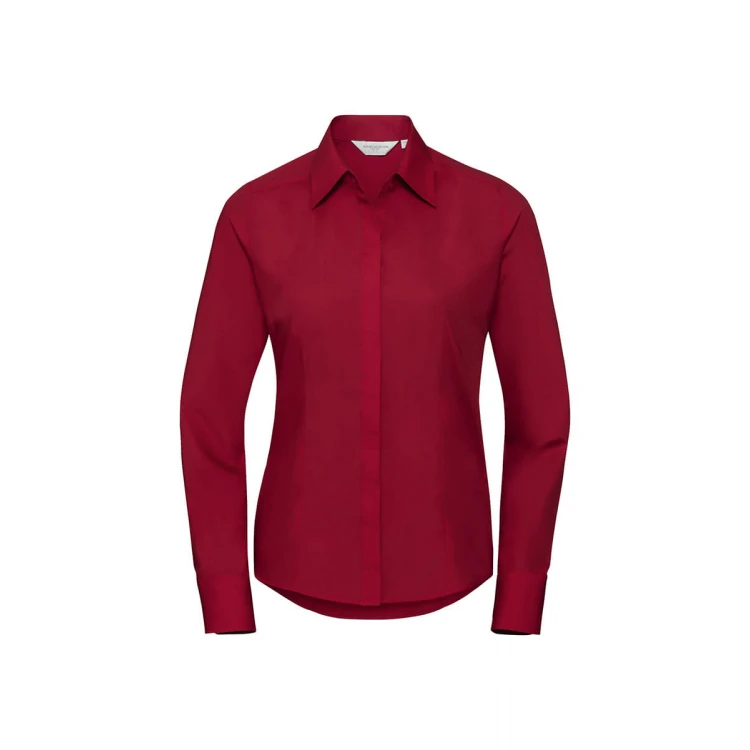 Camisa mujer RUSSELL Popeline LS de manga larga con cuello clásico, disponible para personalizar con logo de empresa