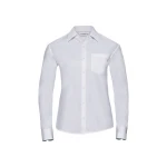 Camisa mujer RUSSELL Popeline LS en algodón con cuello clásico, disponible para personalizar con bordado o estampado