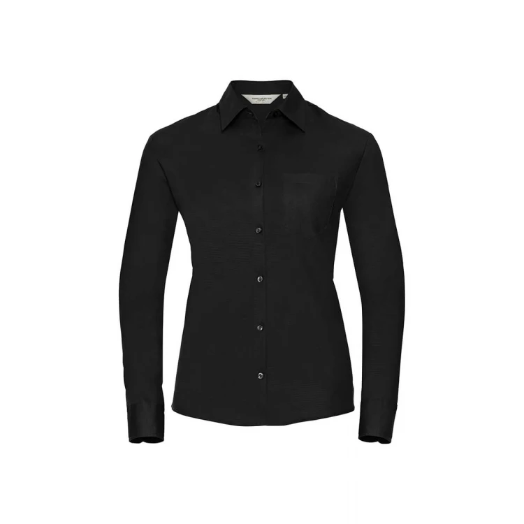Camisa mujer RUSSELL Popeline LS en algodón con cuello clásico, disponible para personalizar con bordado o estampado