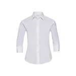 Camisa mujer RUSSELL 3/4 Stretch vista frontal con corte entallado y mangas tres cuartos