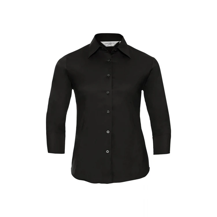 Camisa mujer RUSSELL 3/4 Stretch vista frontal con corte entallado y mangas tres cuartos