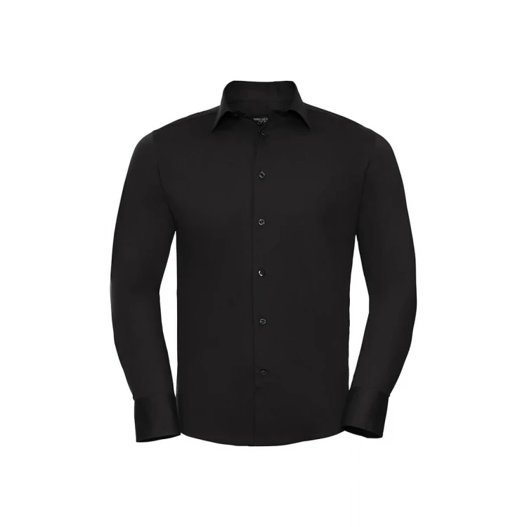 Camisa hombre RUSSELL Stretch LS de manga larga con cuello rígido y tejido algodón-elastano