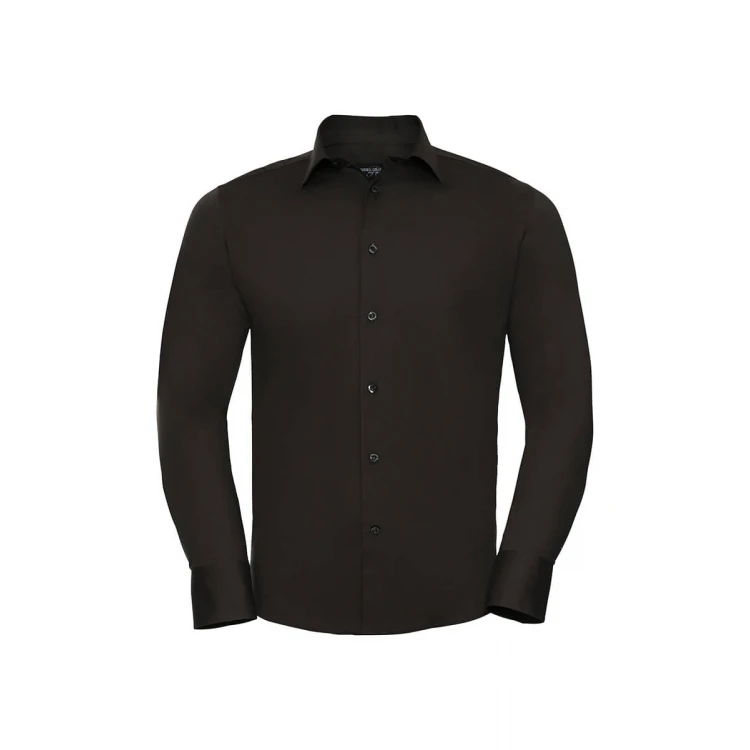 Camisa hombre RUSSELL Stretch LS de manga larga con cuello rígido y tejido algodón-elastano