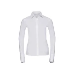 Camisa mujer RUSSELL Stretch LS en algodón y elastano, tallas XS-4XL, disponible para personalización con logo