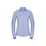 Camisa mujer RUSSELL Stretch LS en algodón y elastano, tallas XS-4XL, disponible para personalización con logo