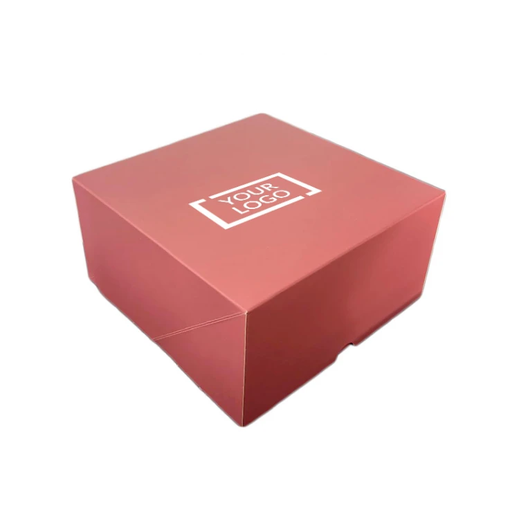 Scatola pieghevole per torte in cartone alimentare certificato, personalizzabile con stampa a caldo o serigrafia.