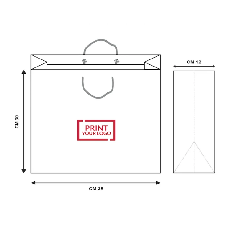 Shopper premium in carta plastificata lucida 210 gr., maniglie coordinate, personalizzabili su entrambi i lati