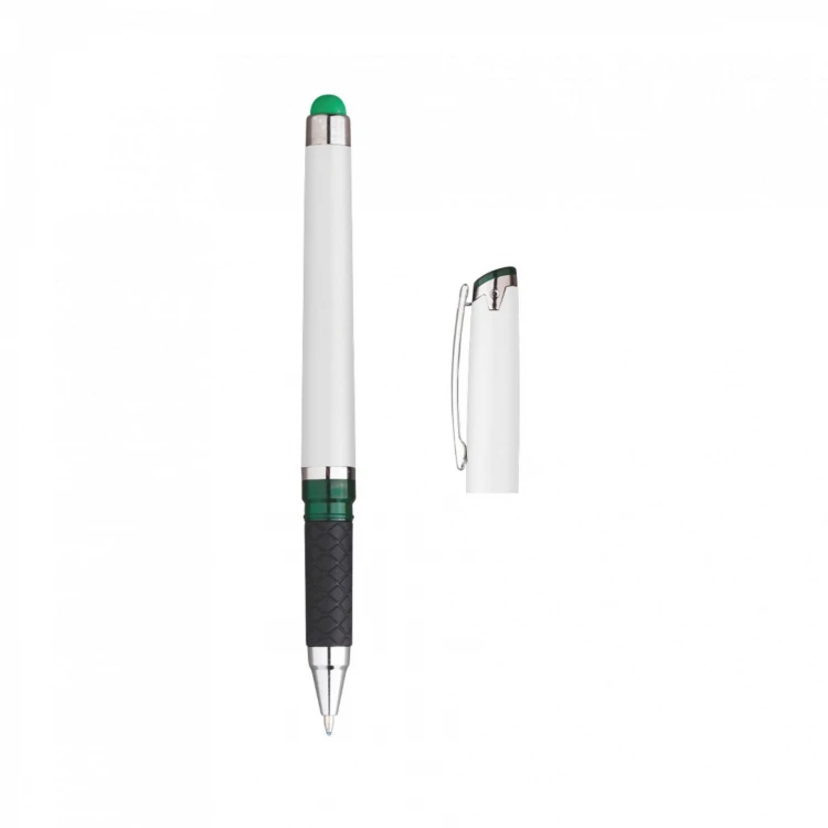 Ballpoint pen with touch rubber tip