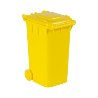 Portapenne divertente a forma di contenitore con ruote