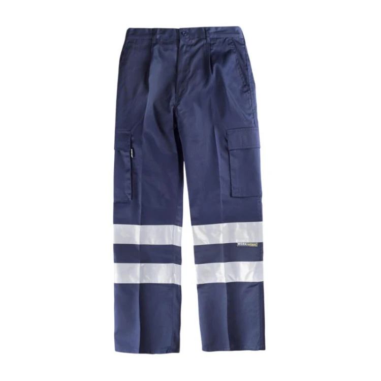Pantalone da lavoro WORKTEAM multitasche in poliestere-cotone con bande riflettenti, taglie 40-62