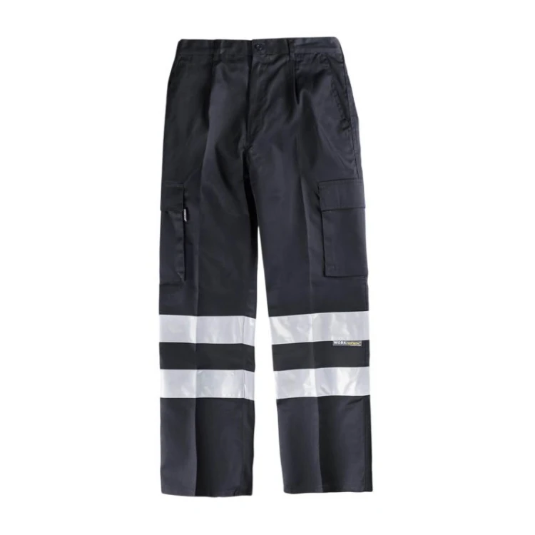 Pantalone da lavoro WORKTEAM multitasche in poliestere-cotone con bande riflettenti, taglie 40-62