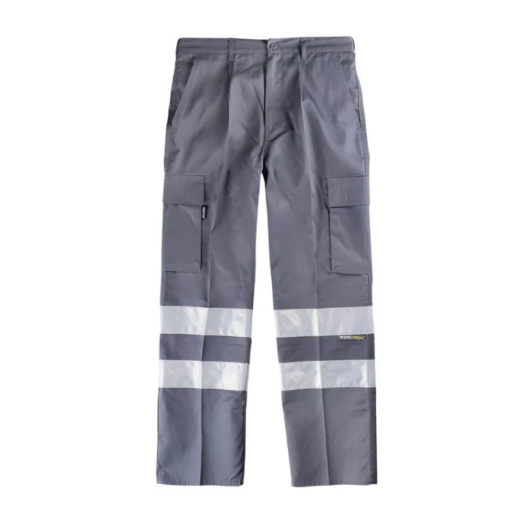 Pantalone da lavoro WORKTEAM multitasche in poliestere-cotone con bande riflettenti, taglie 40-62