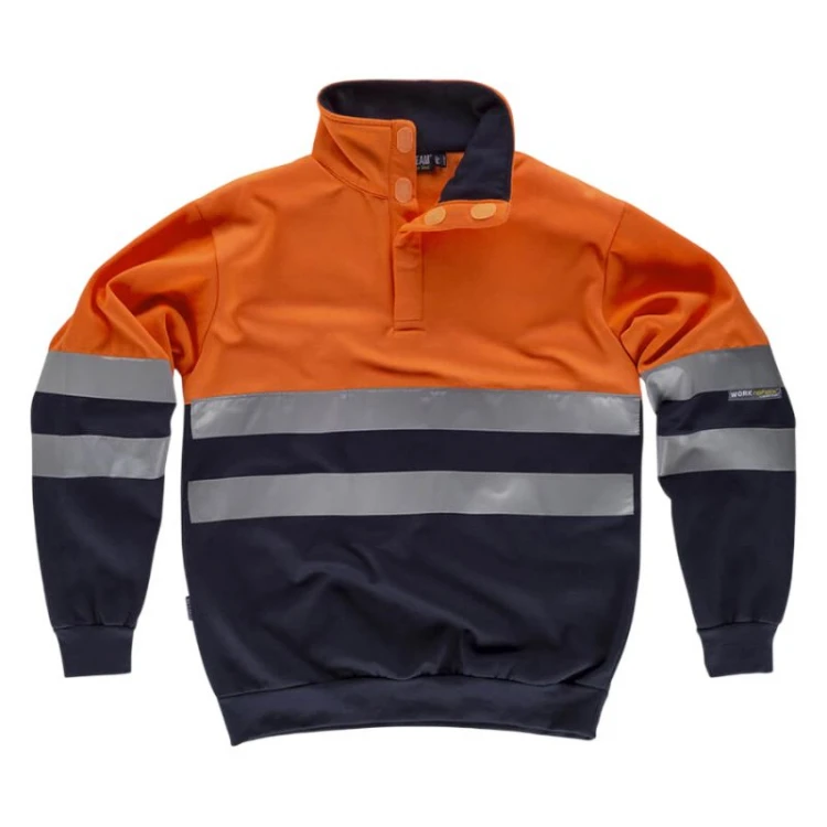 Sudadera WORKTEAM alta visibilidad bicolor con cuello alto velcro