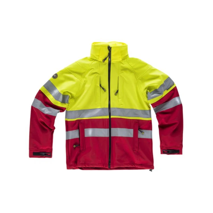 Chaqueta WORKTEAM softshell alta visibilidad con bandas reflectantes