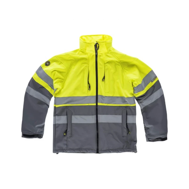 Chaqueta WORKTEAM softshell alta visibilidad con bandas reflectantes