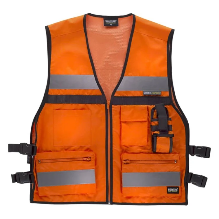 Gilet multipoches WORKTEAM haute visibilité avec bandes réfléchissantes