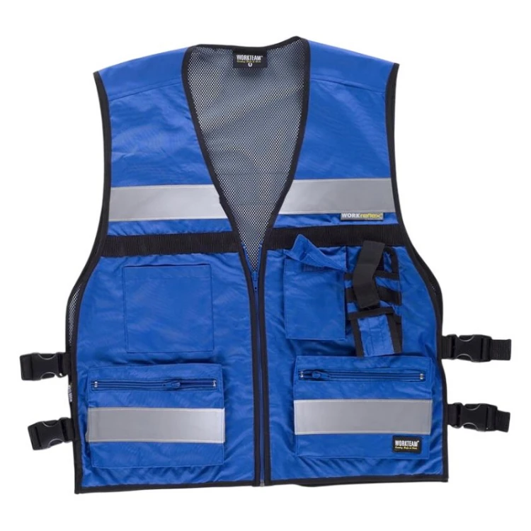 Gilet multipoches WORKTEAM haute visibilité avec bandes réfléchissantes