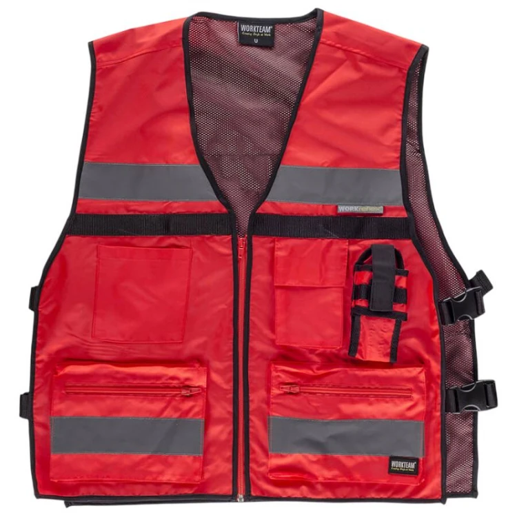 Gilet multipoches WORKTEAM haute visibilité avec bandes réfléchissantes