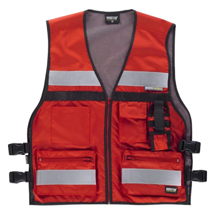 Gilet multipoches WORKTEAM haute visibilité avec bandes réfléchissantes