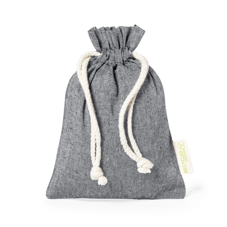 Sacchetto cotone riciclato GRS 130 g/m² con coulisse 15×21 cm