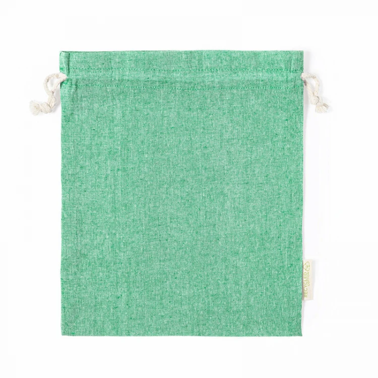 Sacchetto cotone riciclato GRS 130 g/m² con coulisse 25×30 cm