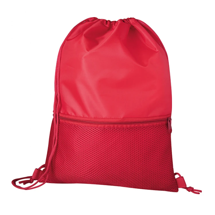Drawstring bag with mesh net