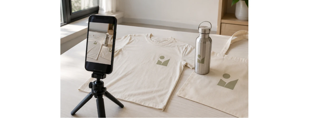 Come fotografare gadget personalizzati e abbigliamento per i social