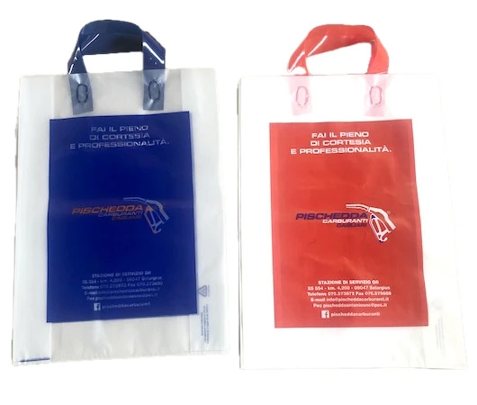 Plastiktasche mit zweifarbigem Flexodruck – geeignet für Messen und Promotionen
