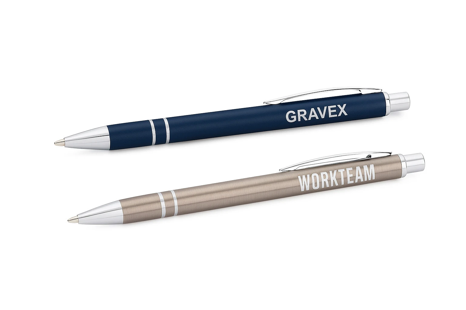 Penna in metallo color titanio incisa al laser con logo aziendale