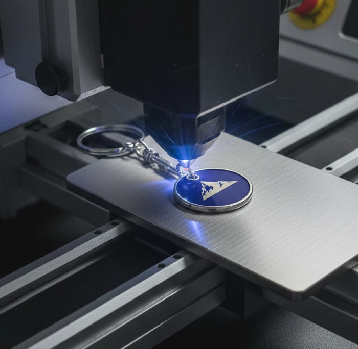 Incisione laser del logo su gadget in metallo