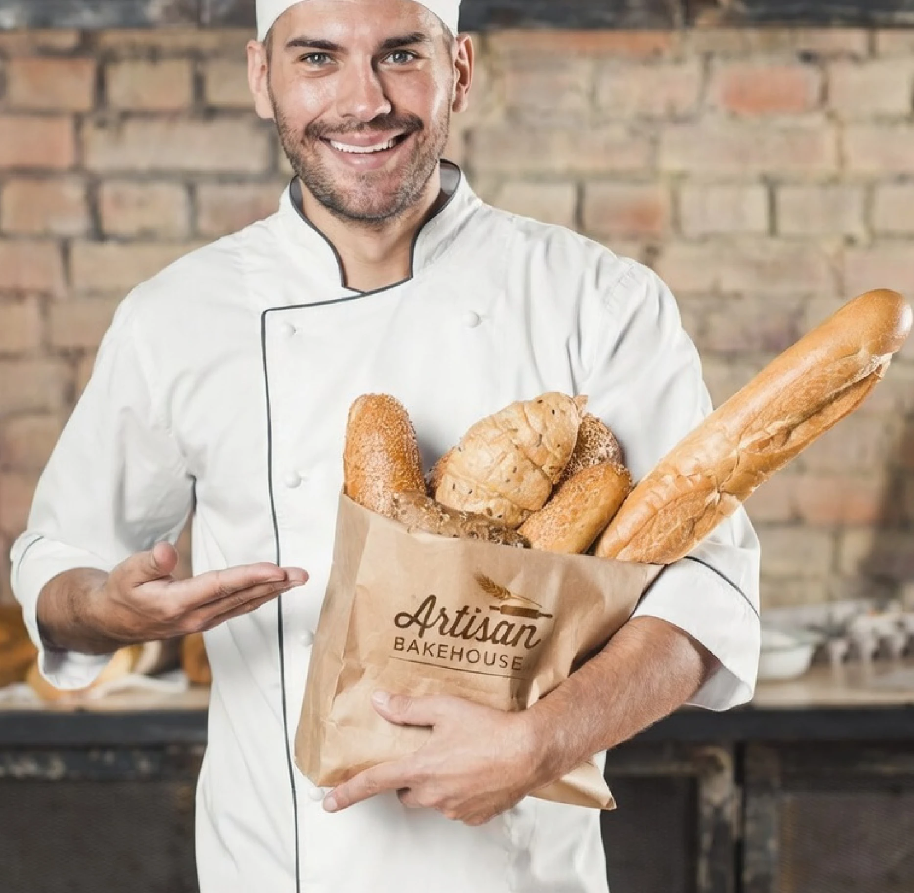 sacchetto in carta kraft per pane personalizzato utilizzato in panetteria