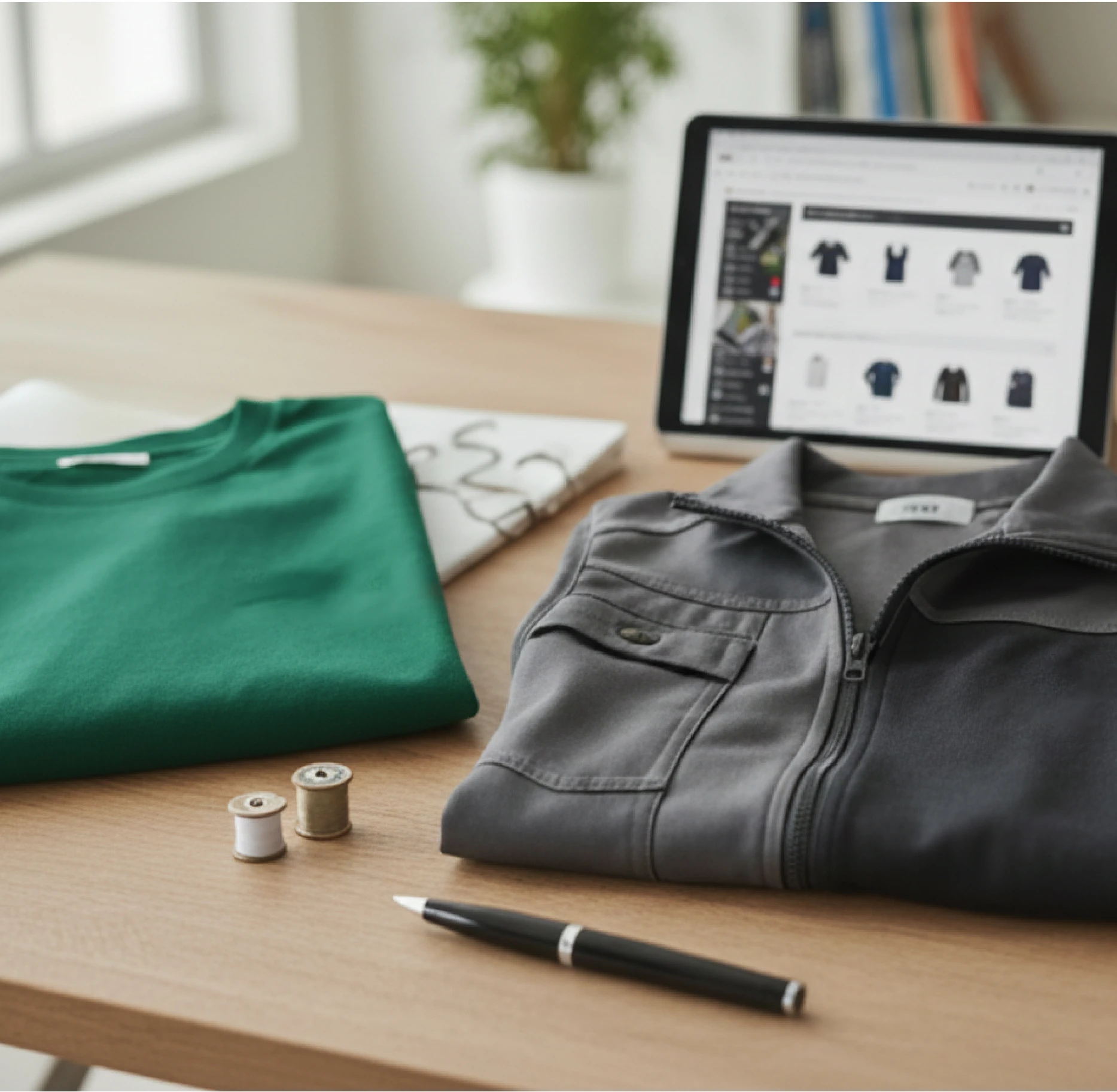 Seleção de materiais para roupa personalizada empresarial