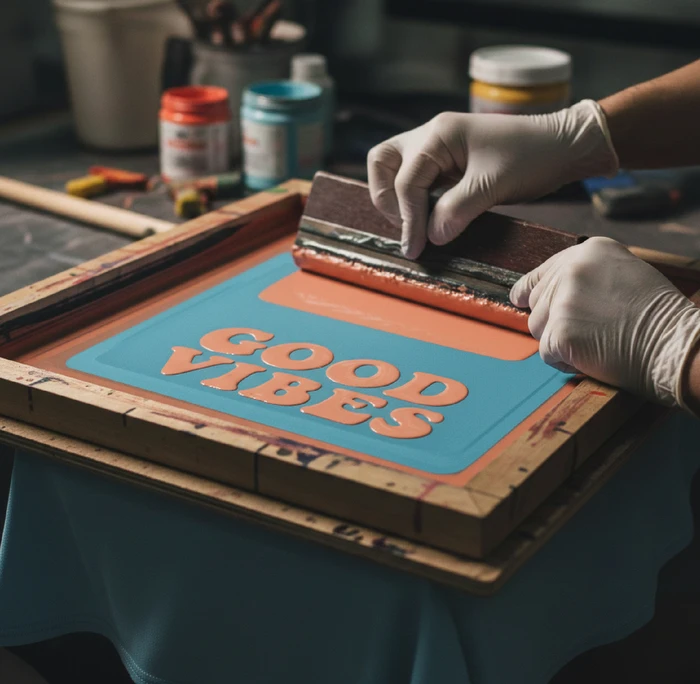 Stampa serigrafica del logo su tessuto per abbigliamento personalizzato