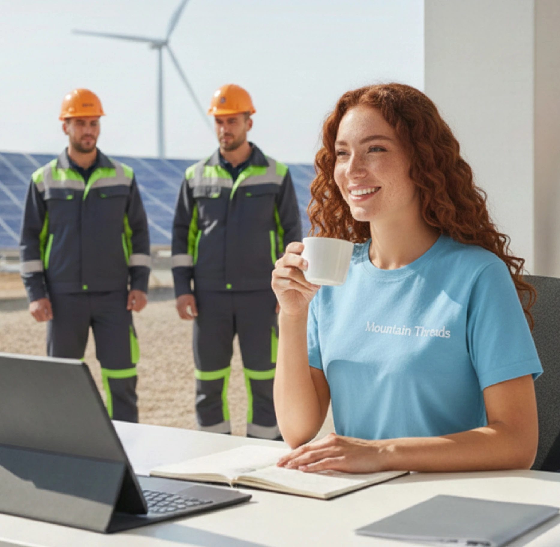 Equipa empresarial com roupa personalizada coordenada