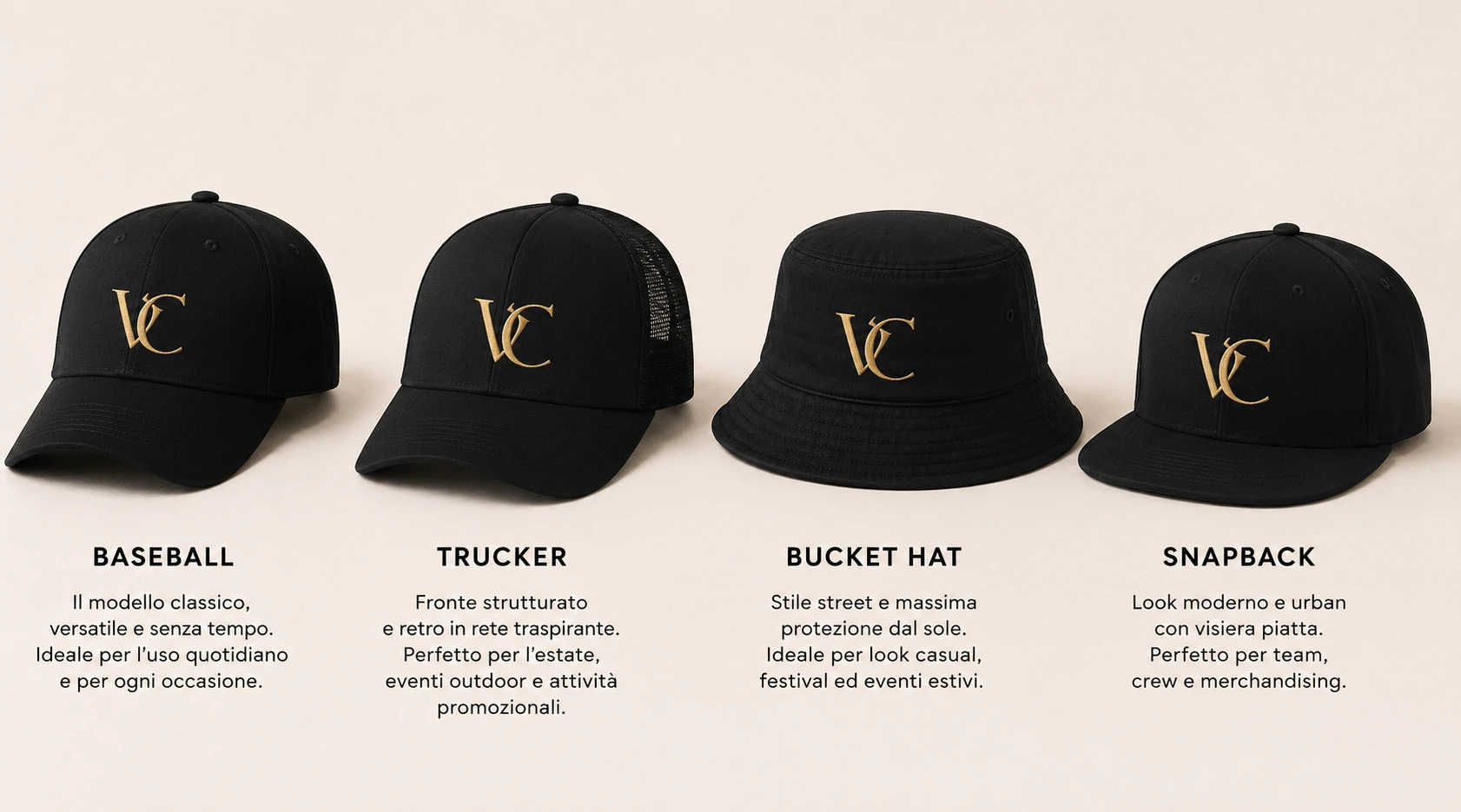Comparação de bonés personalizados: basebol, trucker, chapéu de pescador e snapback para eventos, equipas e merchandising em Portugal