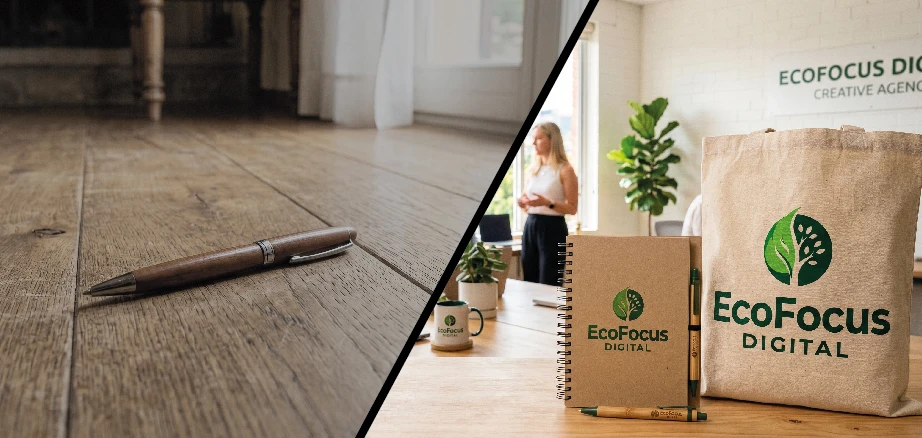 Confronto tra gadget ecosostenibile utile e scelta green di facciata con rischio greenwashing