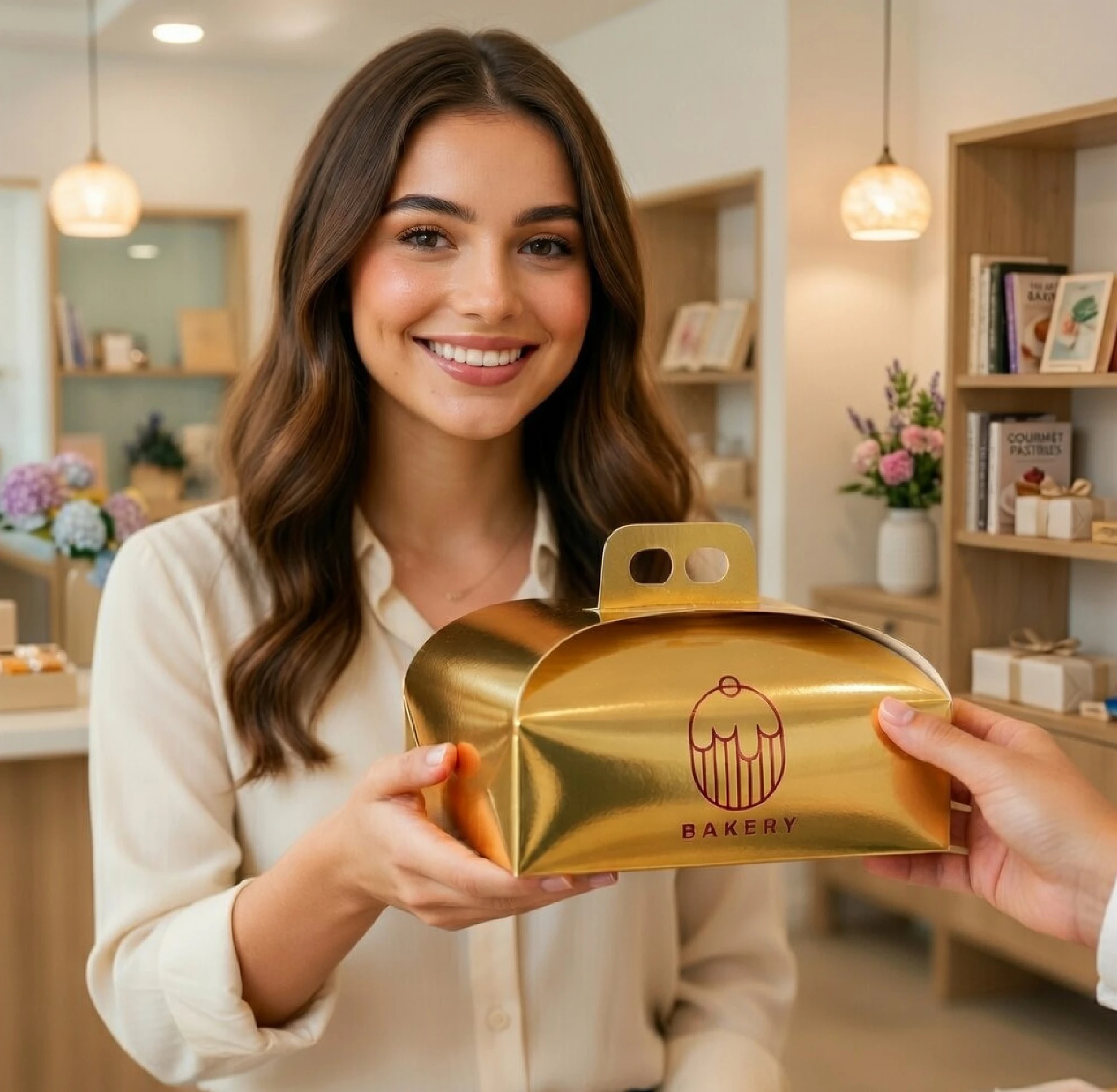 Scatola per pasticceria personalizzata con logo consegnata al cliente