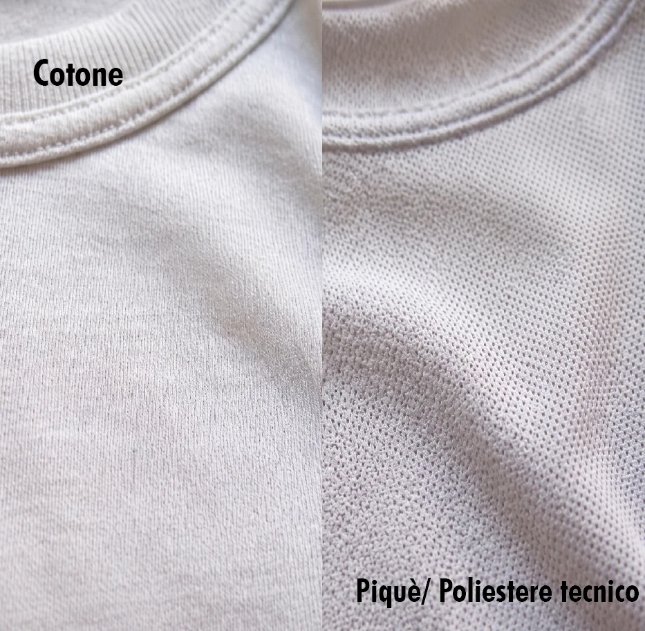 Confronto tra tessuti per t-shirt personalizzate: cotone e piqué o poliestere tecnico
